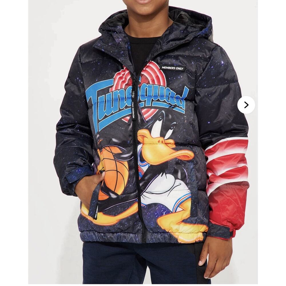 Members Only Black Mini Tune Squad Daffy Duck Puffer Jacket Size 3T
